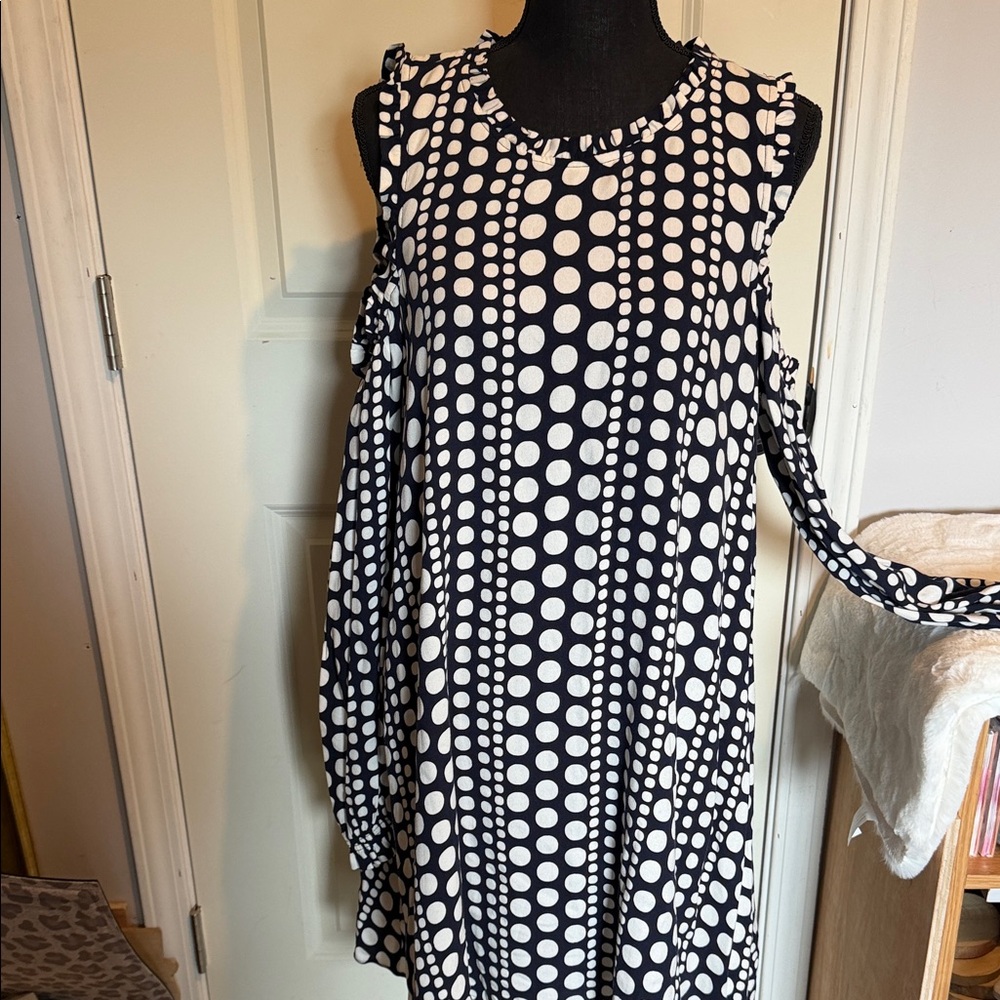 crown & ivy Black and White Polka Dot Midi Dress
